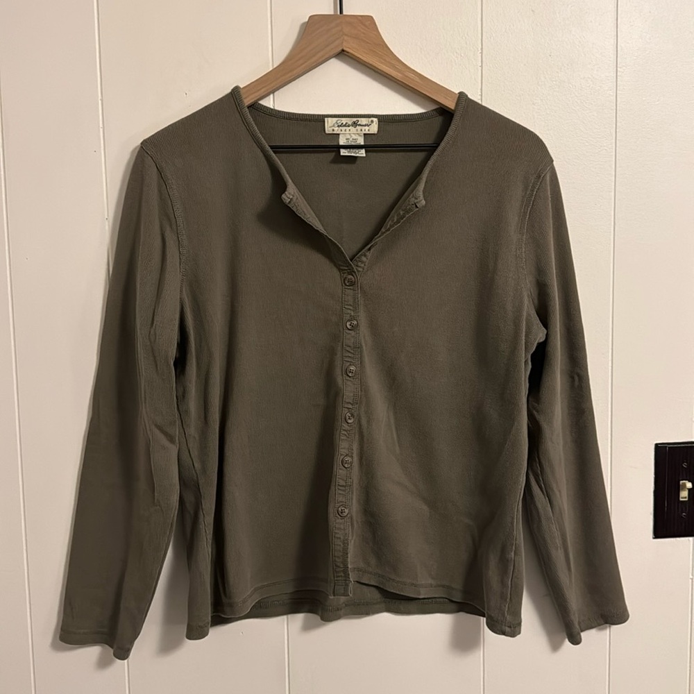 Eddie Bauer | Vintage Army Green Cotton Long Sleeve Shirt